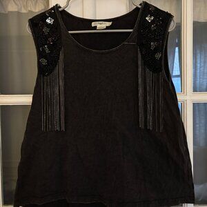 Hazel Rhinestone Fringe Top - L